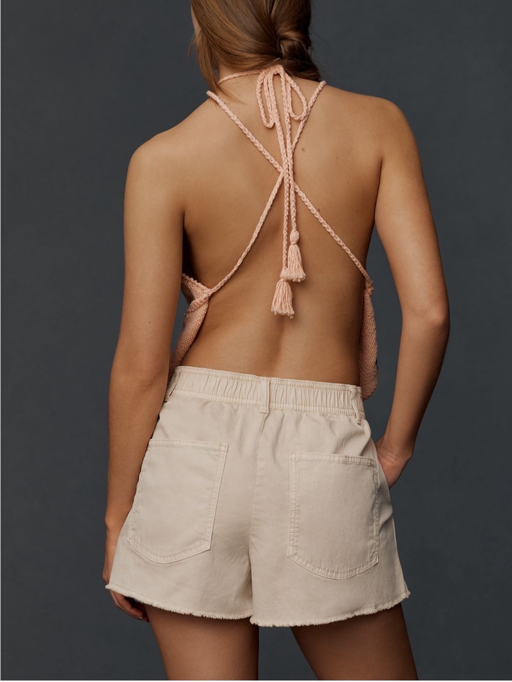 Anthropologie Linen Blend Pleated Pocket Button Shorts - Picture 3 of 9